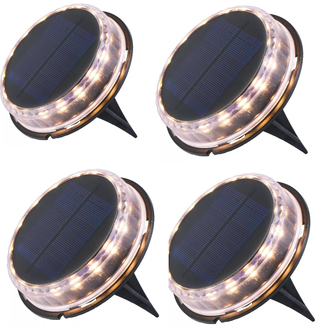17-LED LED Solar Ground Lights Outdoor Disk Lamp Lawn Pathway